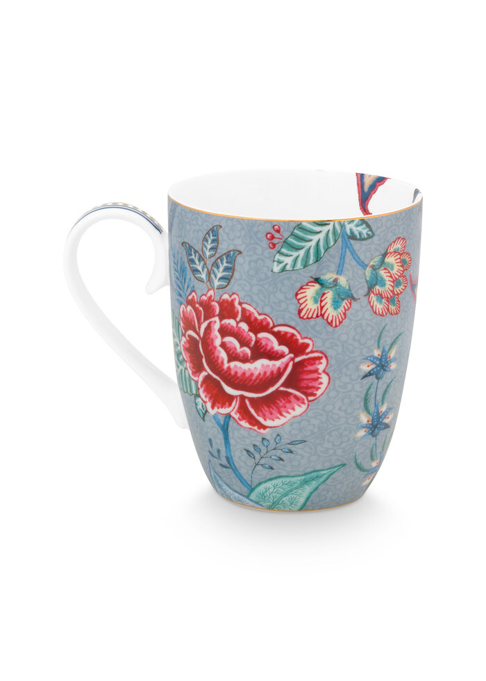 mug large flower festival light blue 350ml