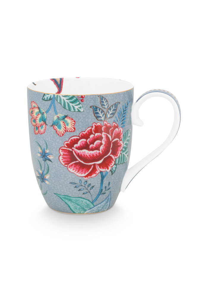 mug XL flower festival light blue 450ml