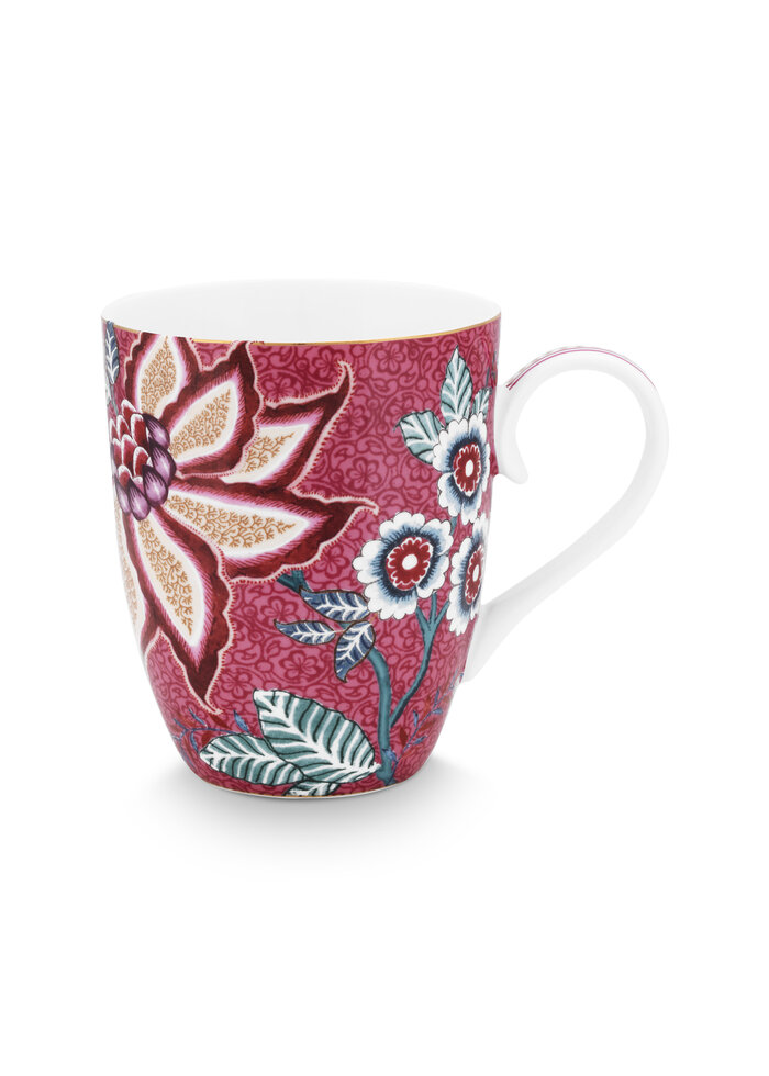 mug large flower festival dark pink 350ml