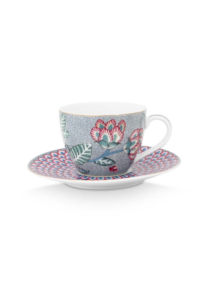 Espresso Cup& Saucer Flower Festival Light Blue 120 ml