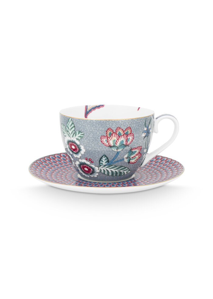 Cup& Saucer Flower Festival Light Blue 280 ml