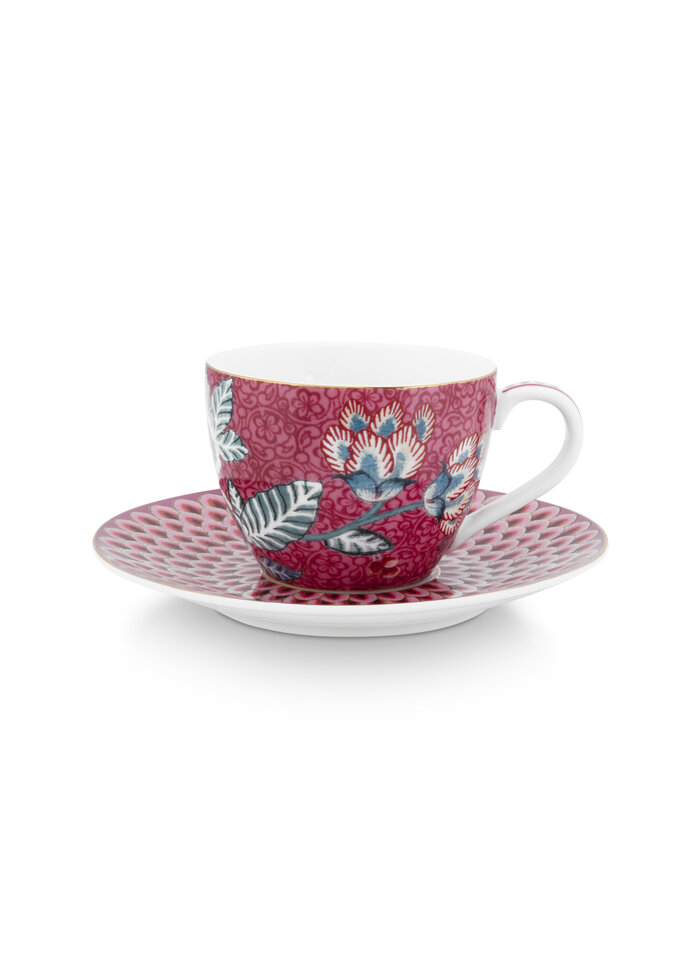 Espresso Cup& Saucer Flower Festival dark pink 120 ml
