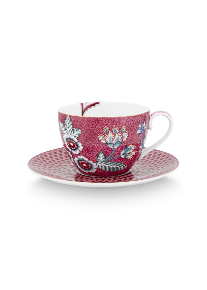 Cup& Saucer Flower Festival dark pink 280 ml